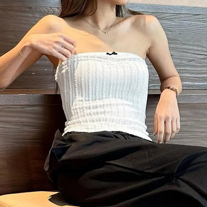 Bow Knitted Tube Top fashionnsio