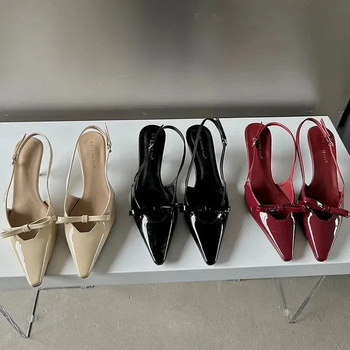 Bow Knot Buckle Pointed Heels fashionnsio