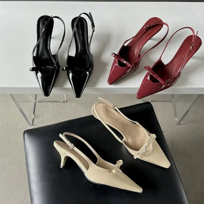 Bow Knot Buckle Pointed Heels fashionnsio
