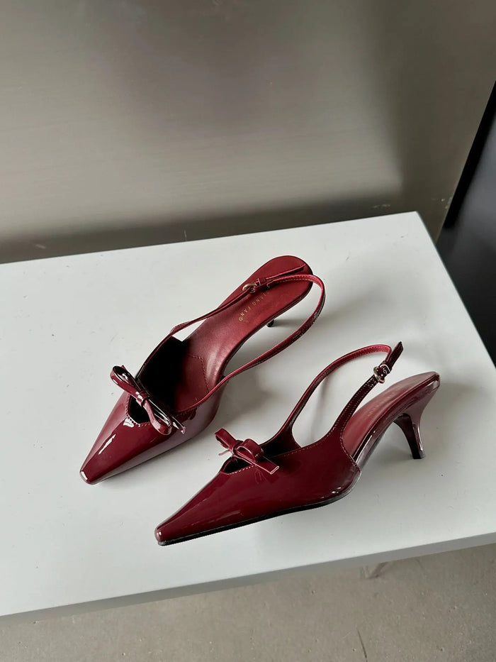 Bow Knot Buckle Pointed Heels fashionnsio