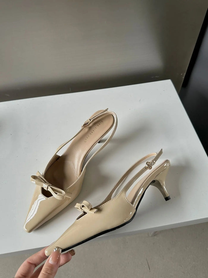 Bow Knot Buckle Pointed Heels fashionnsio