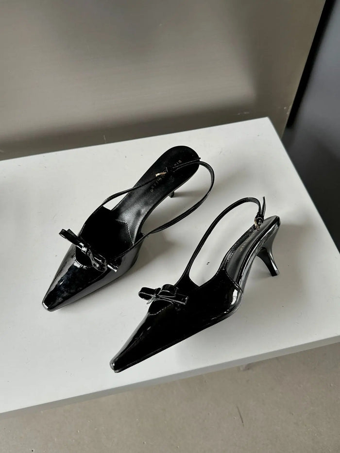 Bow Knot Buckle Pointed Heels fashionnsio