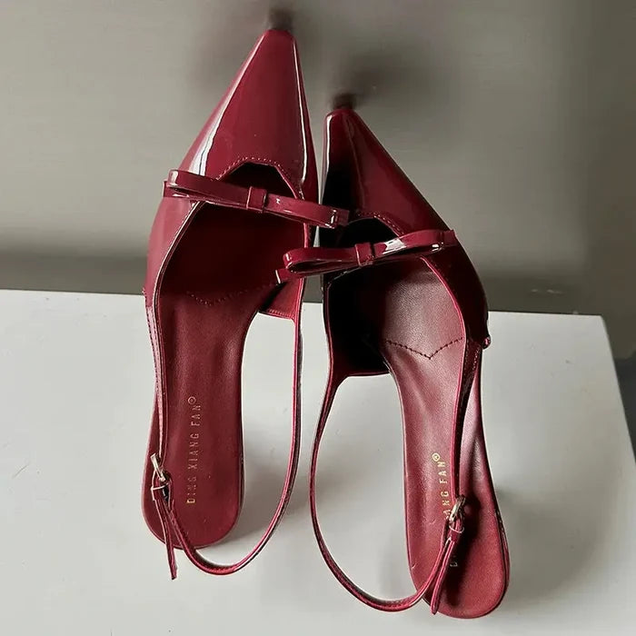 Bow Knot Buckle Pointed Heels fashionnsio
