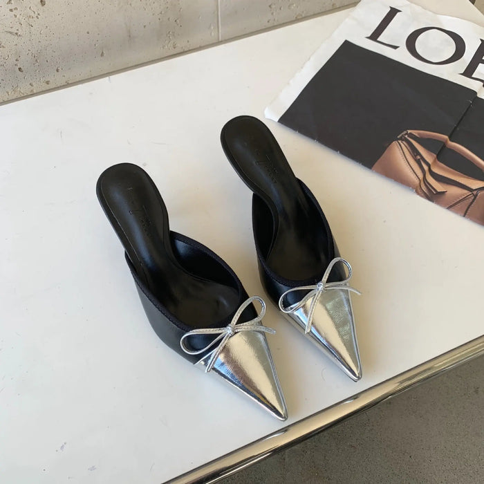 Butterfly Knot Mules Heels fashionnsio