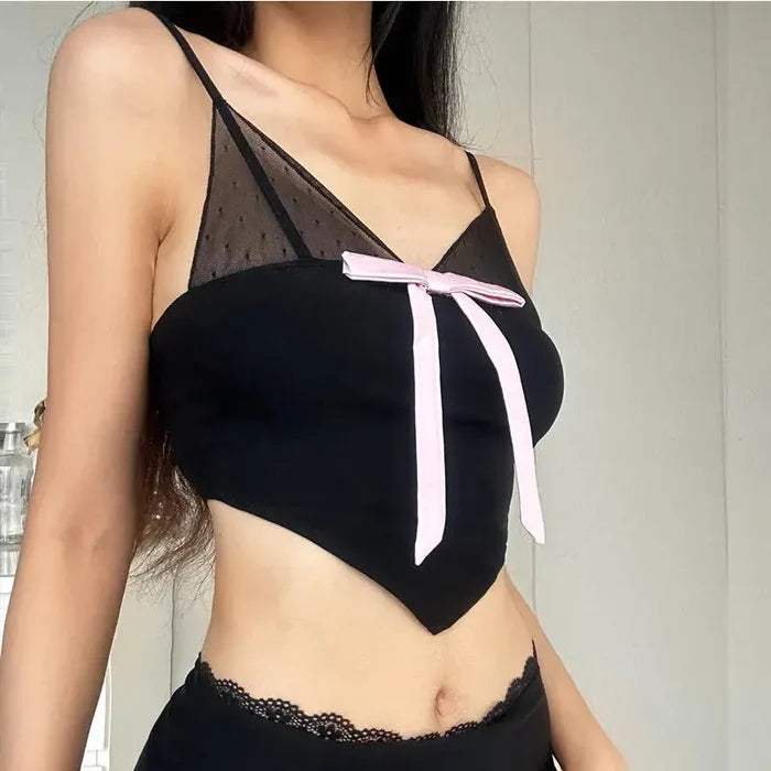 Bow Mesh Tank Top fashionnsio