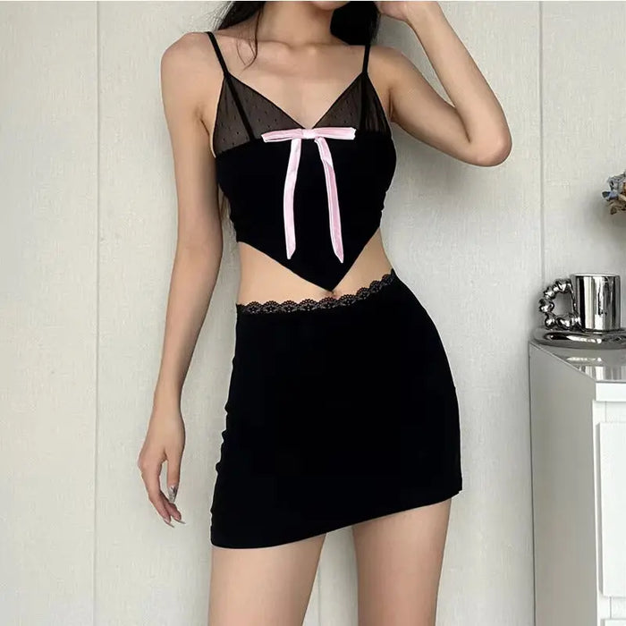 Bow Mesh Tank Top fashionnsio
