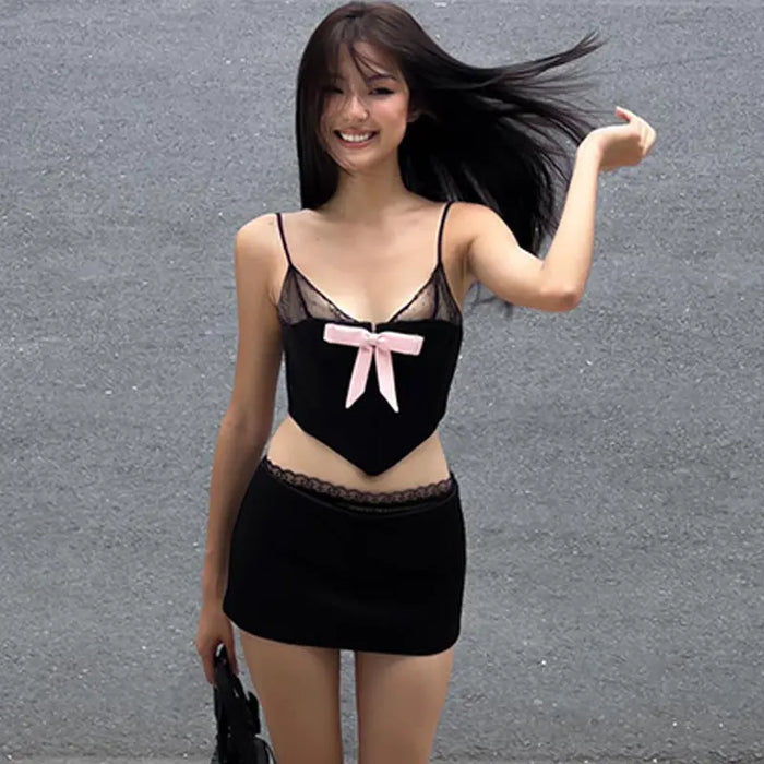 Bow Mesh Tank Top fashionnsio