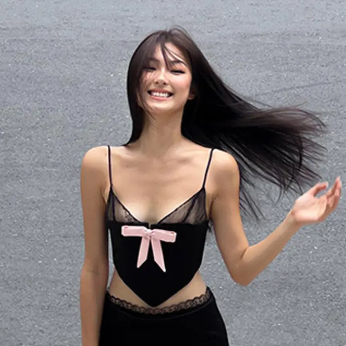 Bow Mesh Tank Top fashionnsio