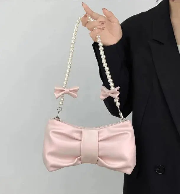 Pearl Bow Shoulder Bags fashionnsio