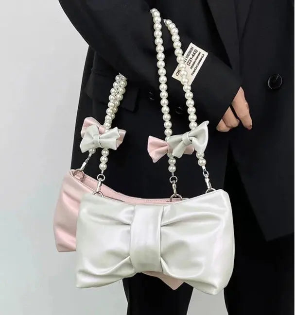 Pearl Bow Shoulder Bags fashionnsio