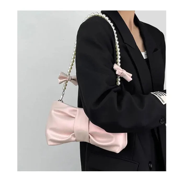 Pearl Bow Shoulder Bags fashionnsio