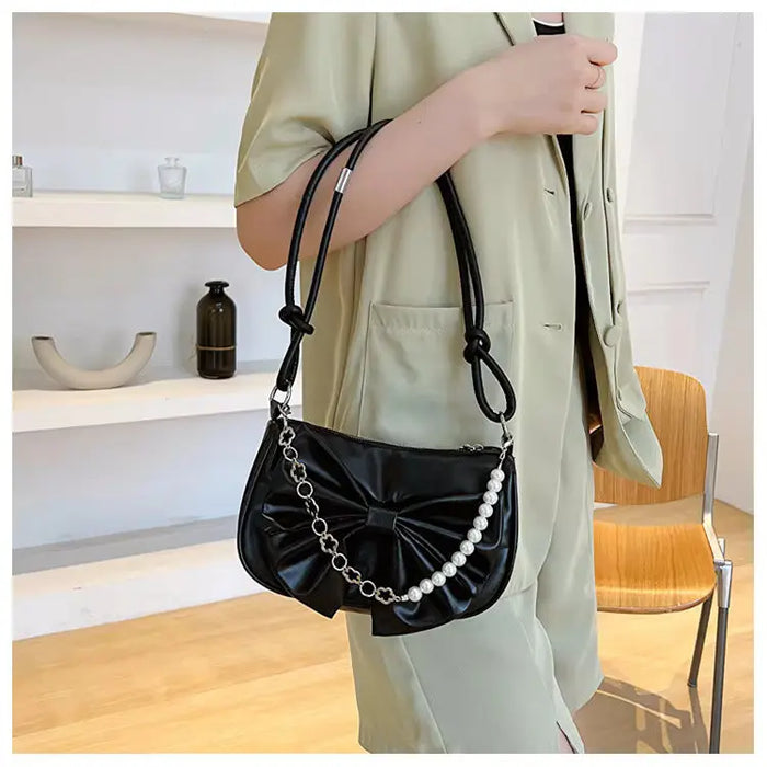 Bow Pearl Chain Shoulder Bags fashionnsio