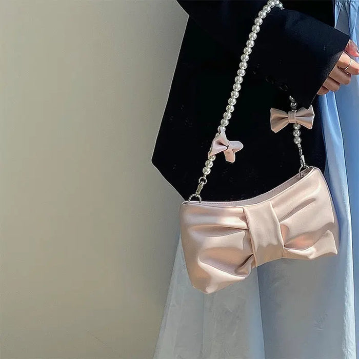 Pearl Bow Shoulder Bags fashionnsio