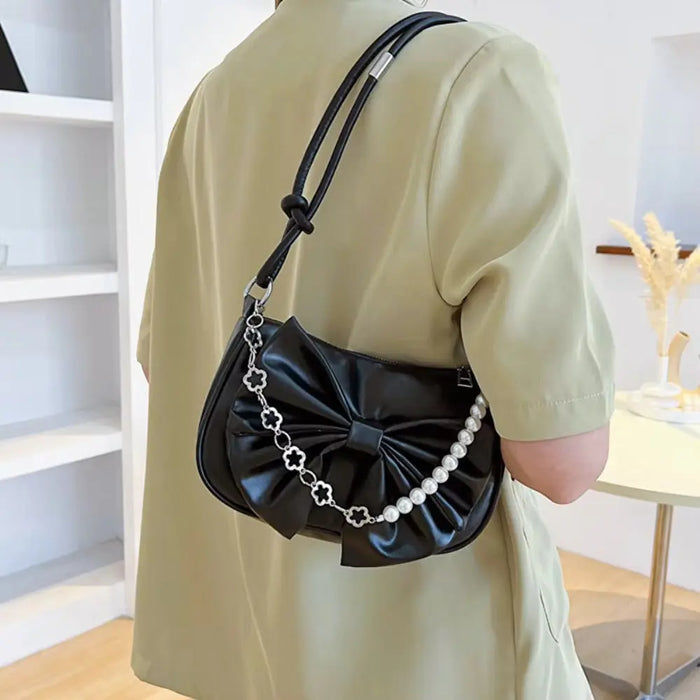 Bow Pearl Chain Shoulder Bags fashionnsio