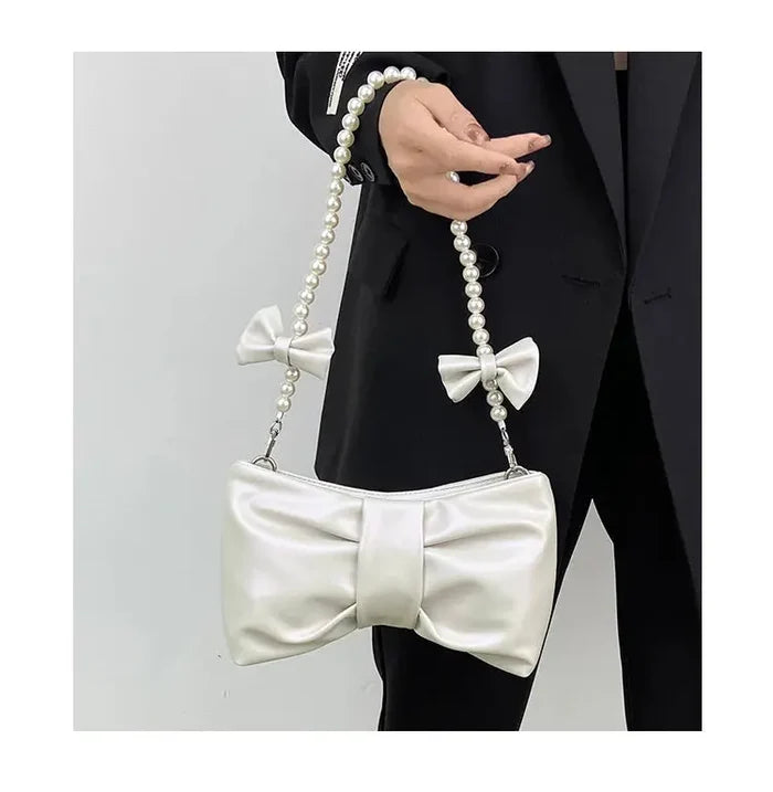 Pearl Bow Shoulder Bags fashionnsio