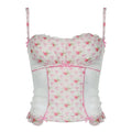 Bow Printed Mesh Ruffle Top fashionnsio
