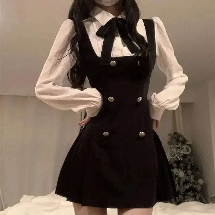 Bow Korean Two Piece Dress fashionnsio