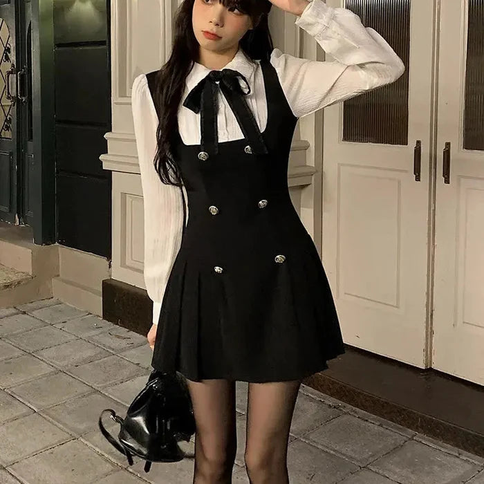 Bow Korean Two Piece Dress fashionnsio