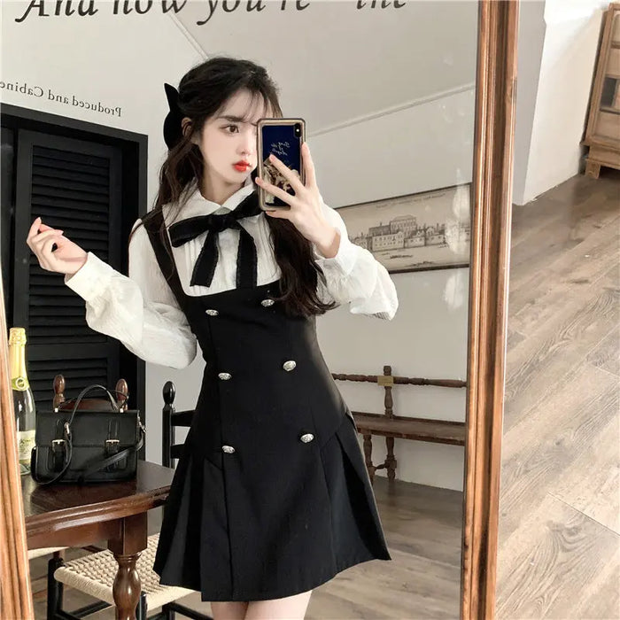 Bow Korean Two Piece Dress fashionnsio