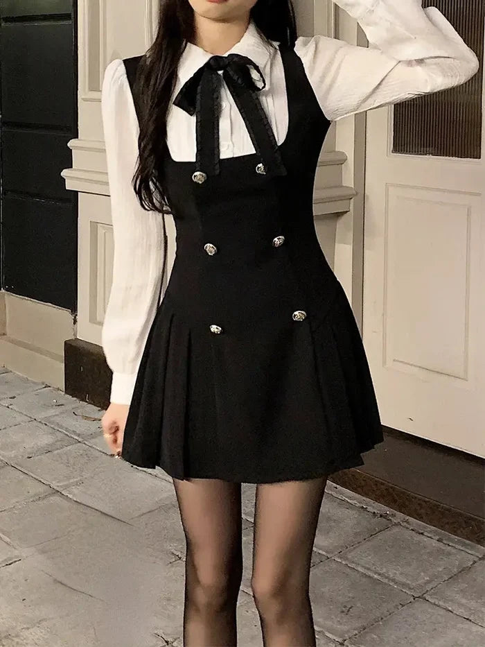 Bow Korean Two Piece Dress fashionnsio
