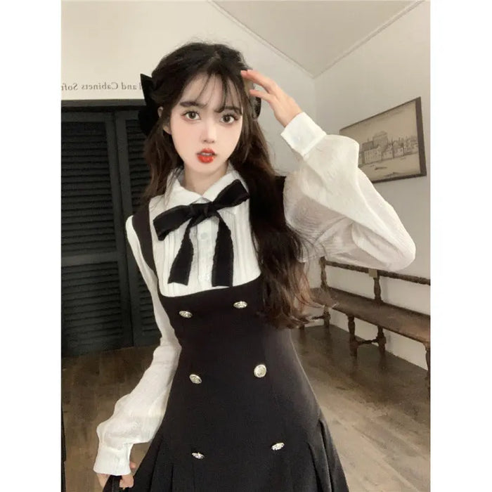 Bow Korean Two Piece Dress fashionnsio