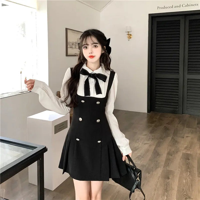Bow Korean Two Piece Dress fashionnsio