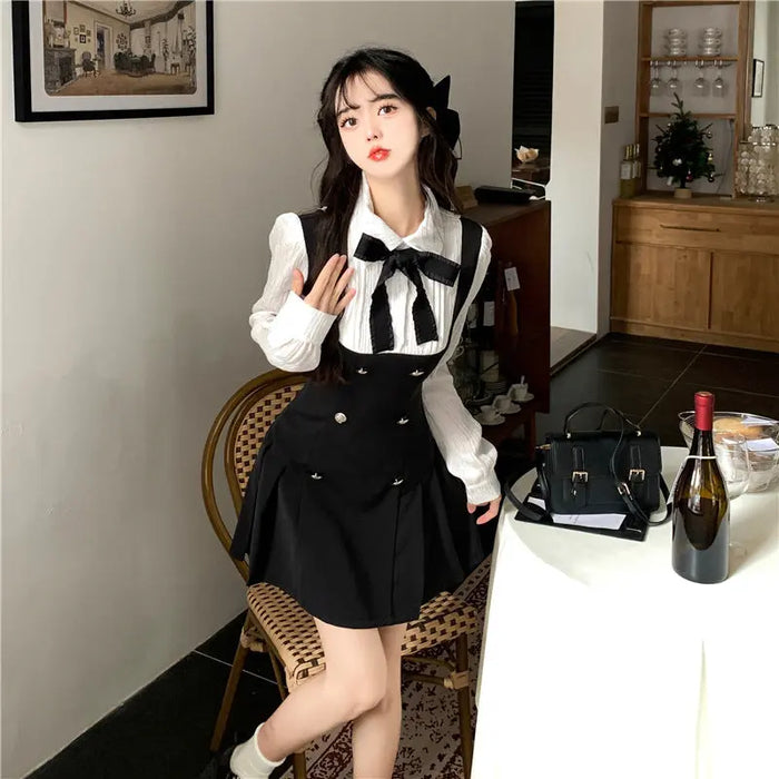 Bow Korean Two Piece Dress fashionnsio