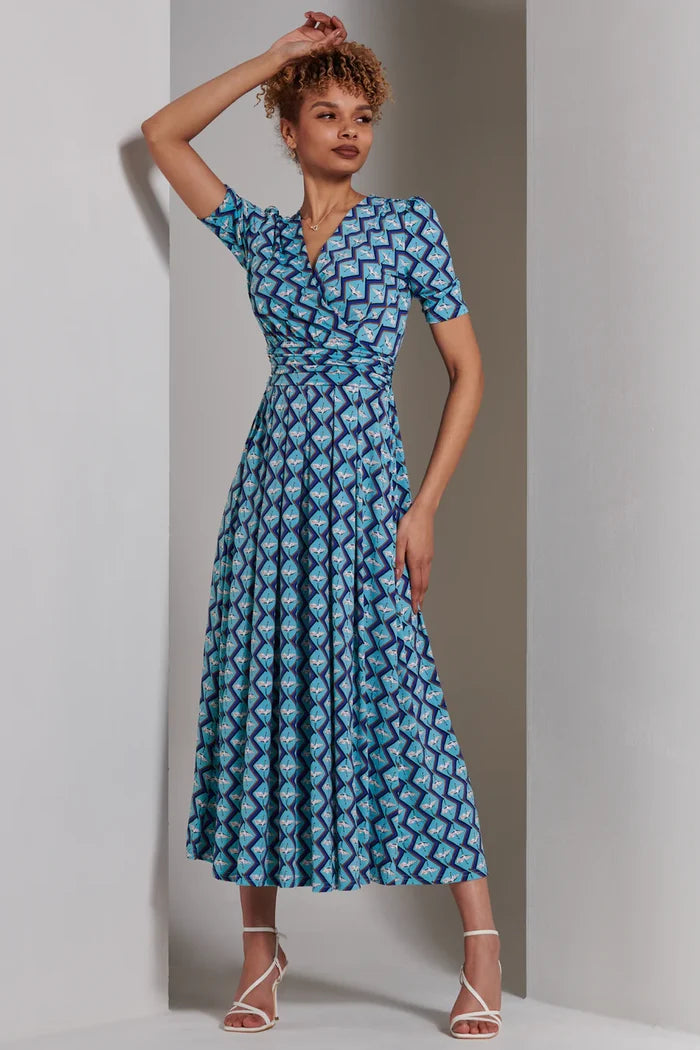 Bree Half Sleeve Jersey Maxi Dress (Green Geo)