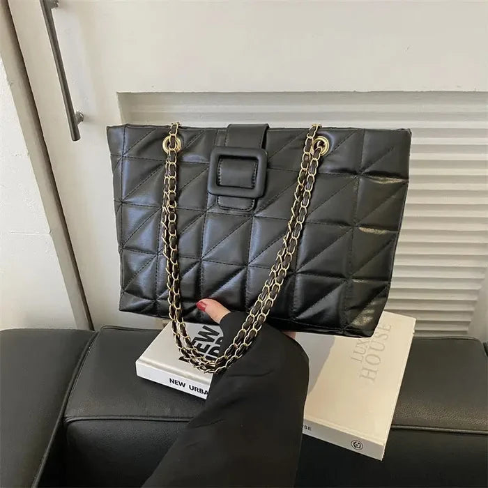 Buckle Chain Large Tote Bags fashionnsio
