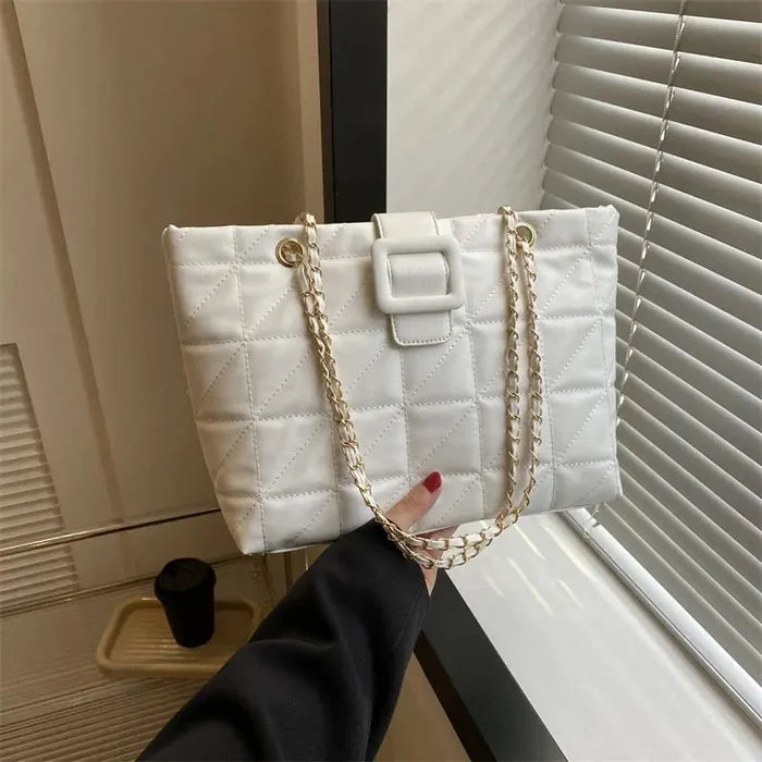 Buckle Chain Large Tote Bags fashionnsio