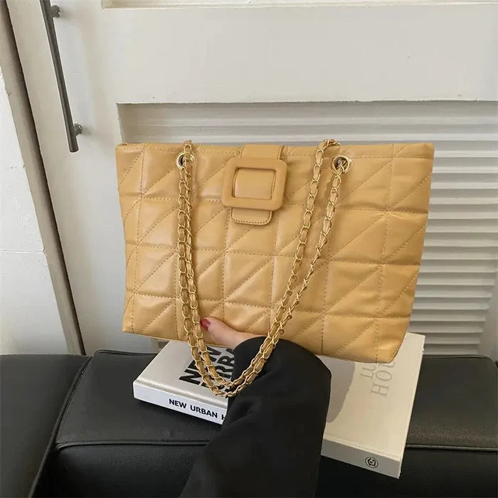 Buckle Chain Large Tote Bags fashionnsio