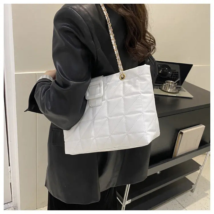 Buckle Chain Large Tote Bags fashionnsio