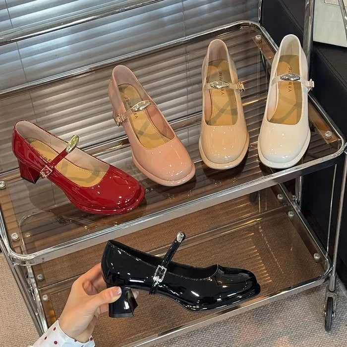 Buckle Patent Mary Jane Heels - Fashionnsio