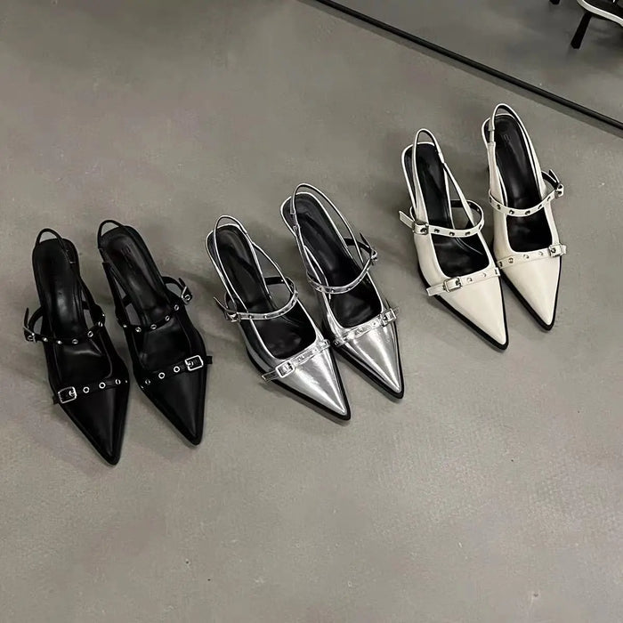 Buckle Strap Pointed Heels fashionnsio