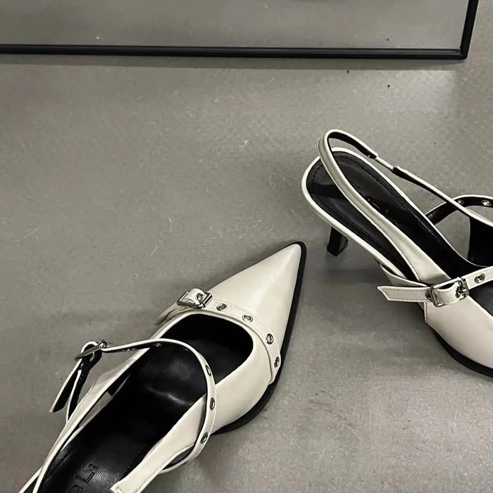 Buckle Strap Pointed Heels fashionnsio