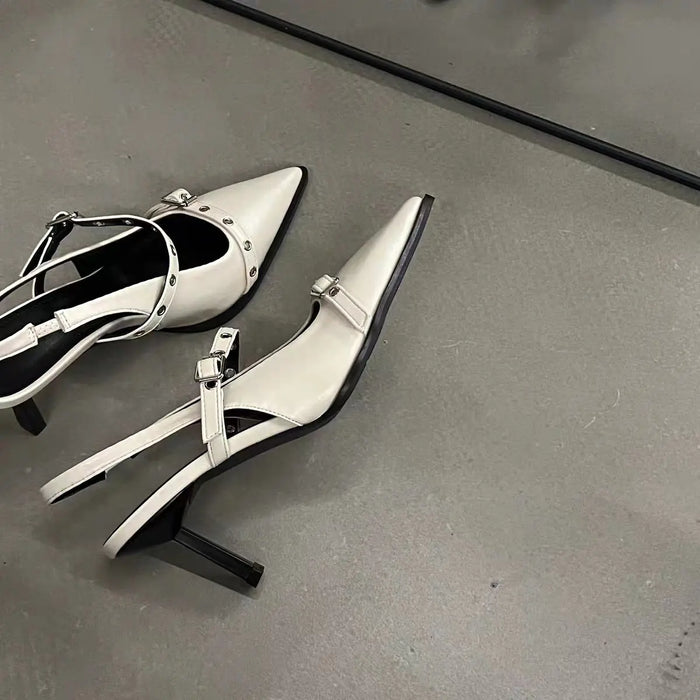 Buckle Strap Pointed Heels fashionnsio