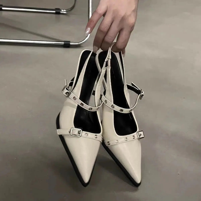 Buckle Strap Pointed Heels fashionnsio