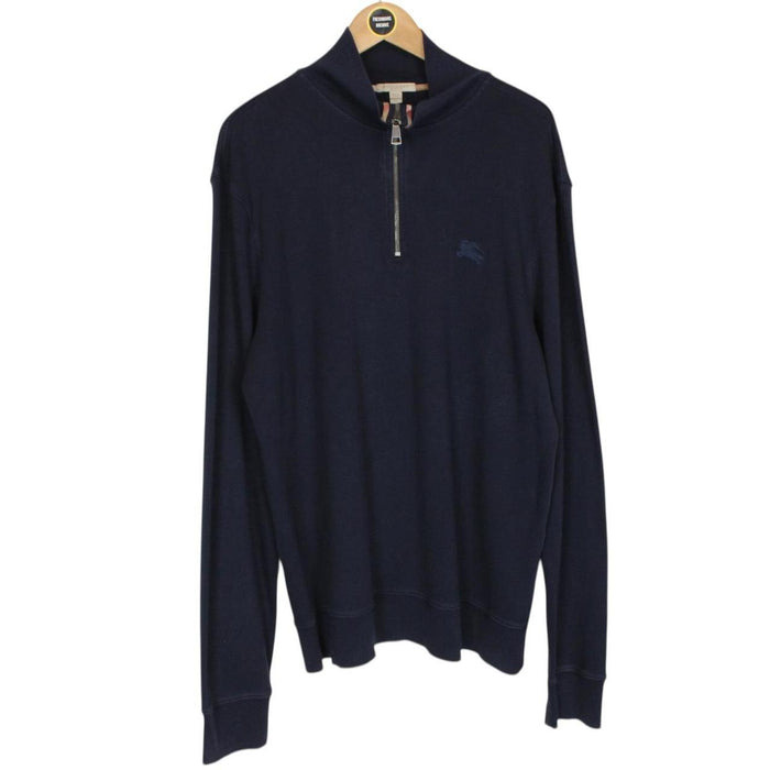 Burberry Brit Navy Blue 1/4 Zip Cotton Sweatshirt Jumper
