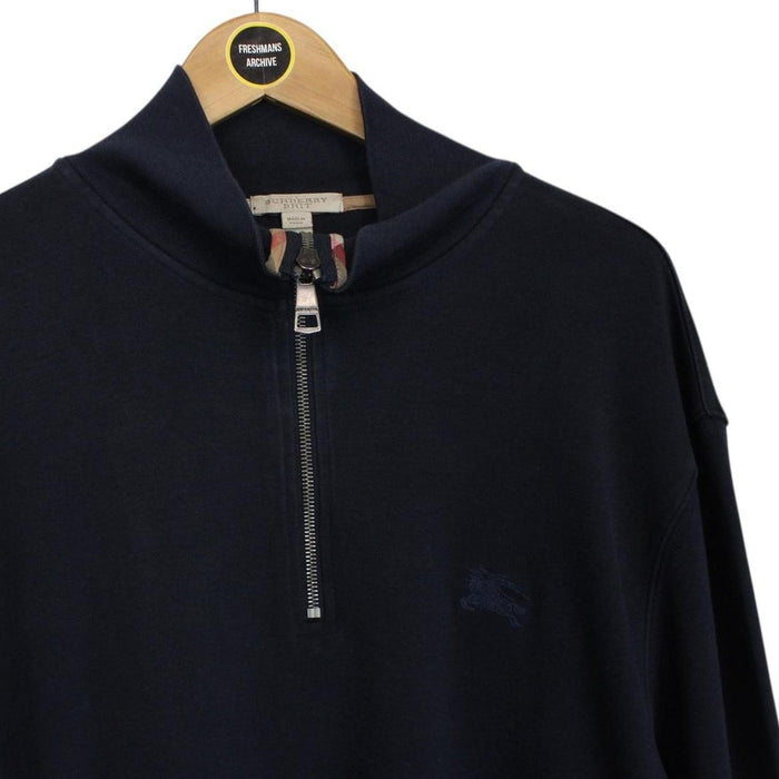 Burberry Brit Navy Blue 1/4 Zip Cotton Sweatshirt Jumper