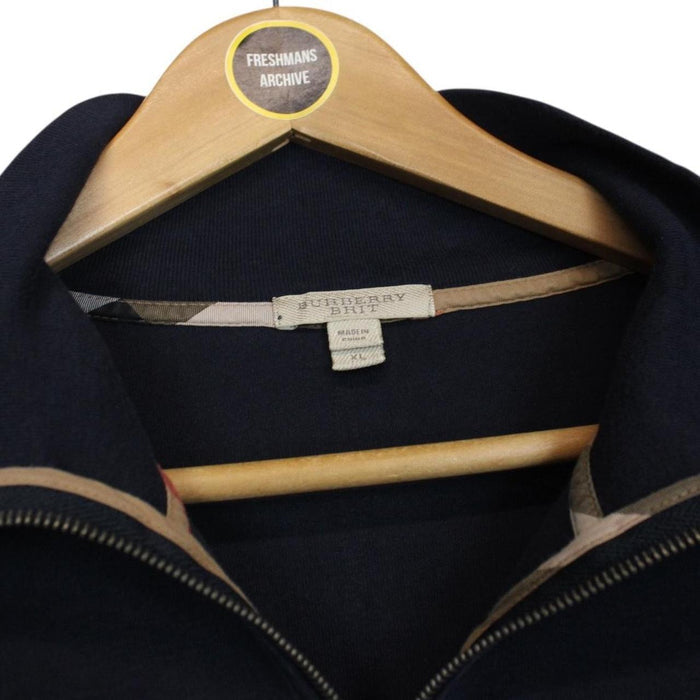 Burberry Brit Navy Blue 1/4 Zip Cotton Sweatshirt Jumper