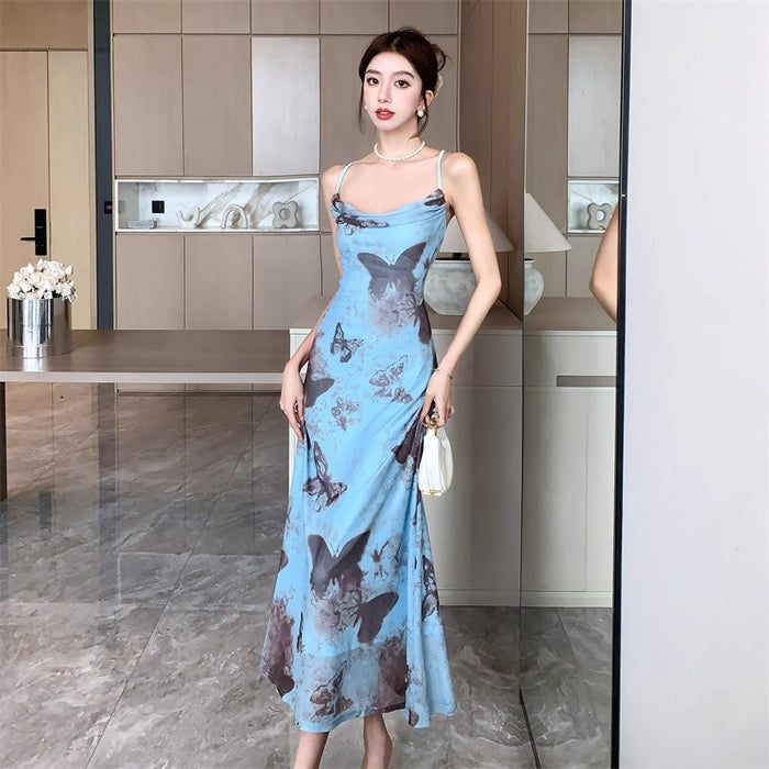 Butterfly Pattern Maxi Dress - Fashionnsio