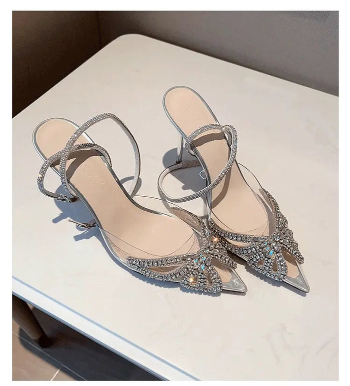 Butterfly Rhinestone Heels fashionnsio