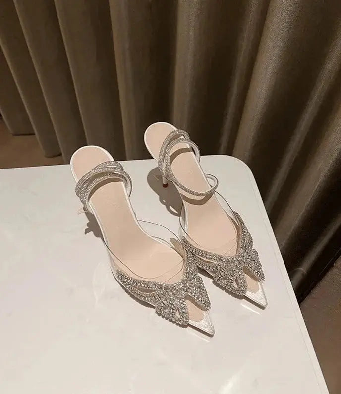 Butterfly Rhinestone Heels fashionnsio