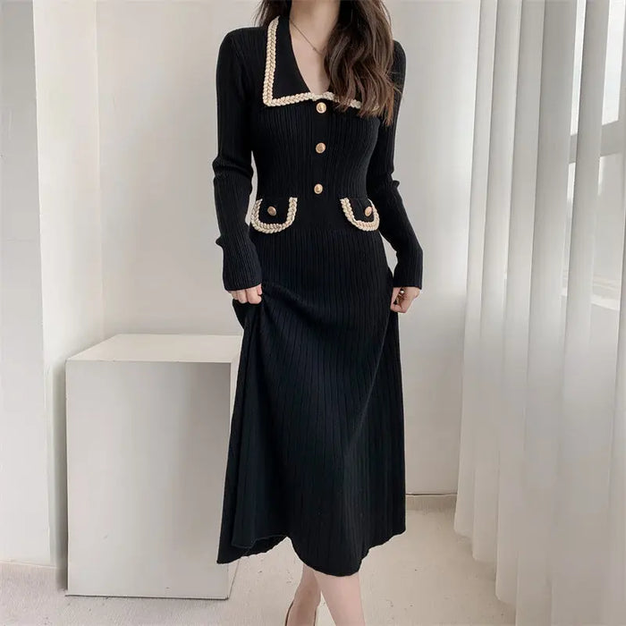 Korean Button Knit Dress fashionnsio