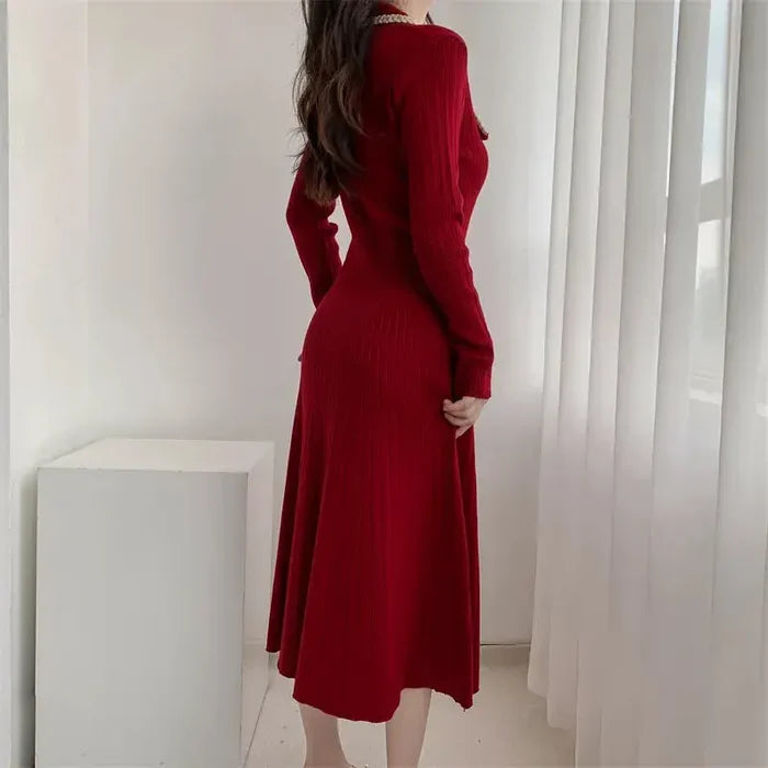 Korean Button Knit Dress fashionnsio