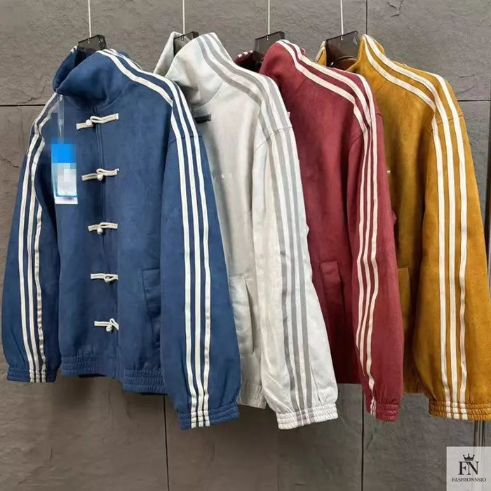 Button Stripes Chinese Jackets - Fashionnsio