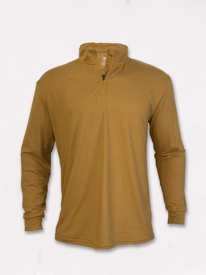 Wild South Apparel Canyon Performance Quarter Zip in Coyote – UPF 50+ hunting & fishing pullover #color_coyote