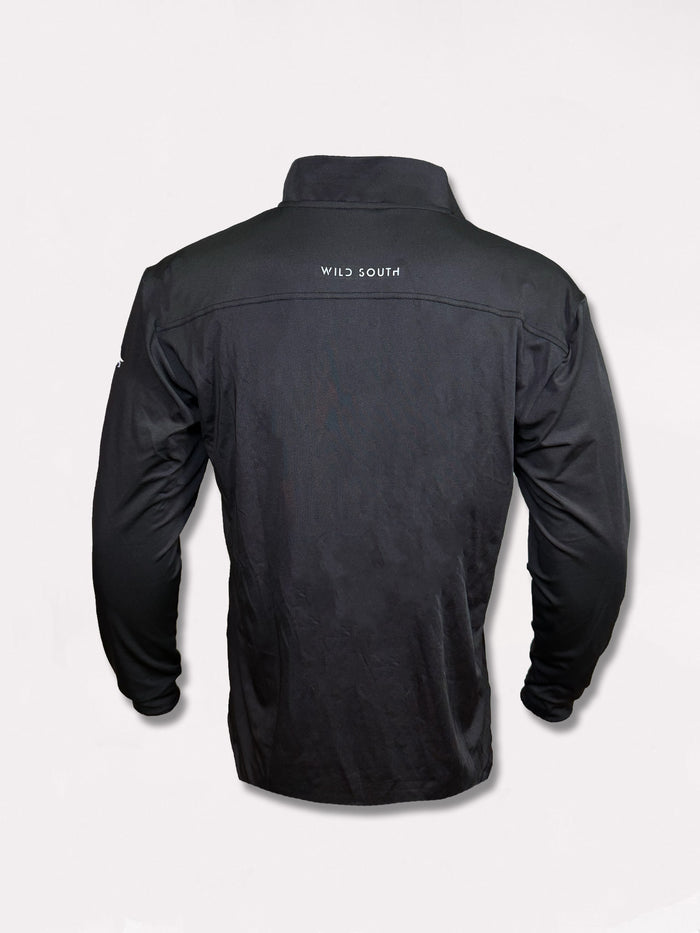 Wild South Apparel Canyon Performance Quarter Zip in Black – UPF 50+ hunting & fishing pullover – view 3 #color_black
