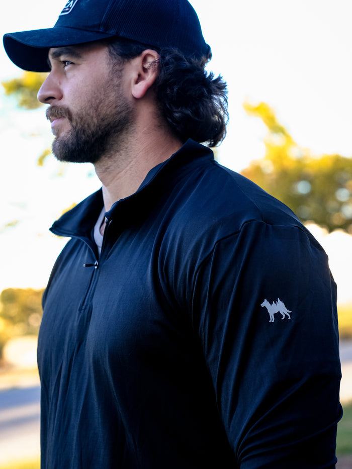 Wild South Apparel Canyon Performance Quarter Zip in Black – UPF 50+ hunting & fishing pullover – view 4 #color_black