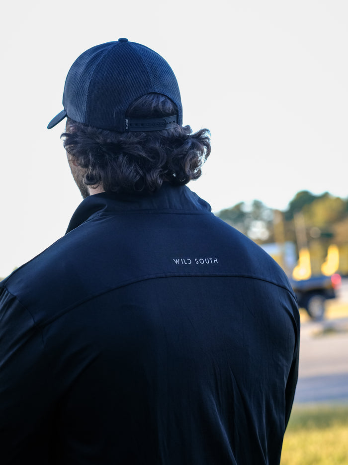 Wild South Apparel Canyon Performance Quarter Zip in Black – UPF 50+ hunting & fishing pullover – view 5 #color_black